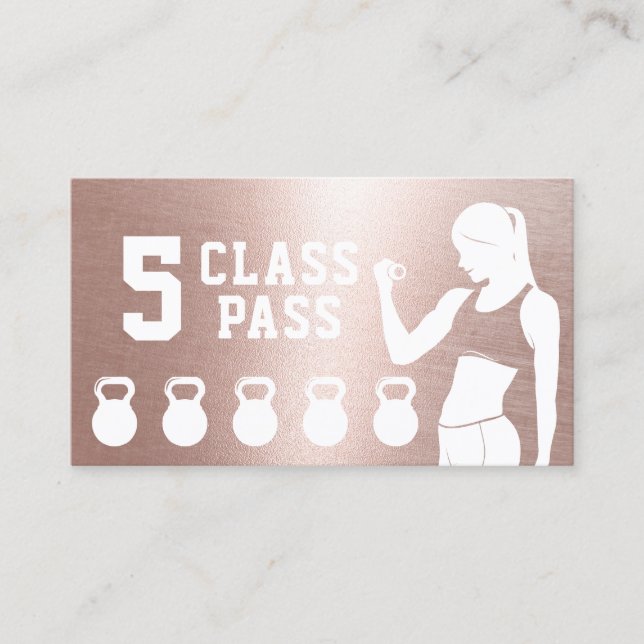 Carte De Fidélité Fitness 5 Classe Pass Rose Gold Loyauté (Devant)