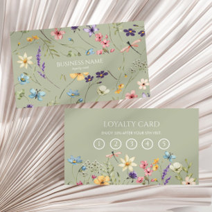 Carte De Fidélité Fleur Sauvage Élégante Fleurale Personnalisée
