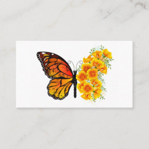 Carte De Fidélité Flower Butterfly with Yellow California Poppy