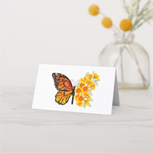 Carte De Fidélité Flower Butterfly with Yellow California Poppy