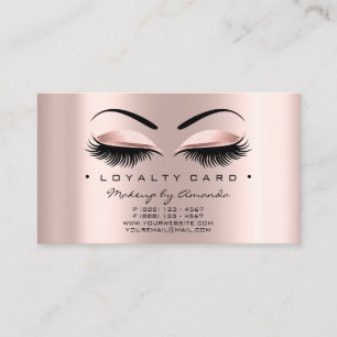 Carte De Fidélité Front rose de coeur de mèches de maquillage de