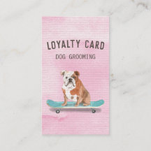 Carte de fidélité Fun Pink Buldog Chien Grooming
