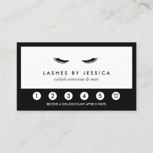 Carte De Fidélité Glam Eyelashes Classique Loyauté noire et blanche