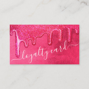 Carte De Fidélité Glam Girly Neon rose épais Parties scintillant Dri