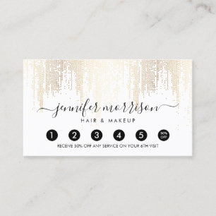 Carte De Fidélité Glam Script Gold Confetti Pluie Loyauté