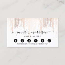 Carte De Fidélité Glam Script Rose Gold Confetti Pluie Loyauté