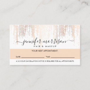 Carte De Fidélité Glam Script Rose Gold Confetti Rain Nomination