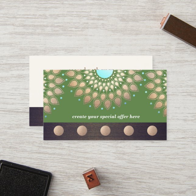 Carte De Fidélité Gold Lotus Yoga Méditation 5 Classe Punch Loyauté (Devant/Arrière en situation)