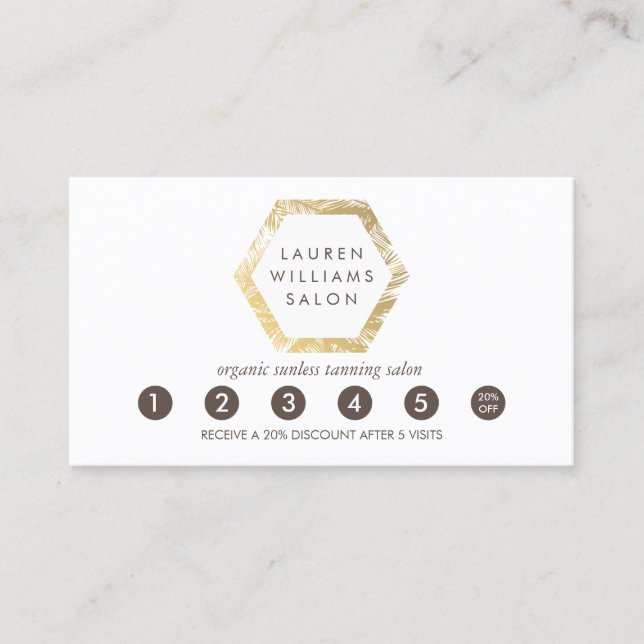 Carte De Fidélité Golden Palms Spray Tanning Logo Loyauté blanche (Devant)