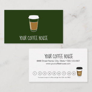Carte de fidélité Green Editable Coffee House Timb