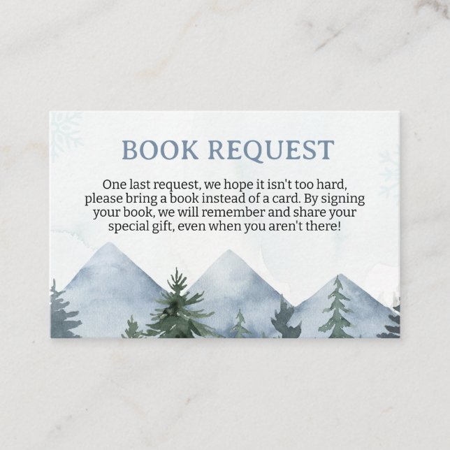 Carte De Fidélité Grey Wilderness Baby Shower Book Request Insert (Devant)