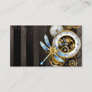 Carte De Fidélité Horloge à vapeur avec libellule mécanique