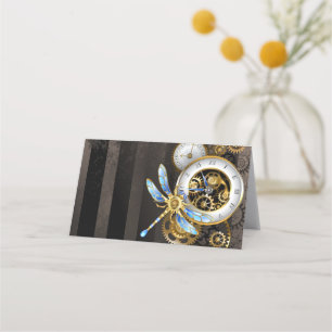 Carte De Fidélité Horloge à vapeur avec libellule mécanique