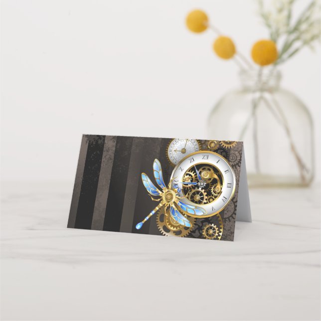 Carte De Fidélité Horloge à vapeur avec libellule mécanique (Dos)