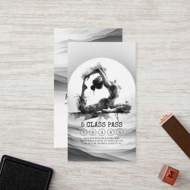 Carte De Fidélité Instructeur de yoga King Pose 5 Classe (Devant/Arrière en situation)