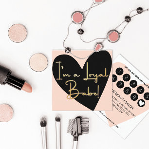 Carte De Fidélité Je suis Loyal Babe Gold Pink Black Heart Client