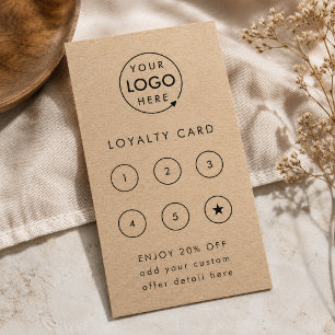Carte De Fidélité Kraft Rustic Logo   Entreprise Moderne Minimaliste