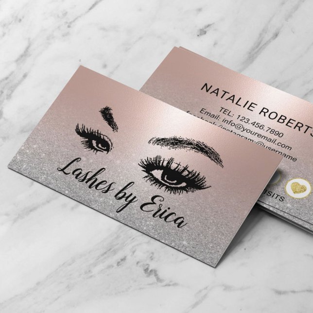 Carte De Fidélité Lashes Artiste maquillage Blush Rose Gold Salon Lo (Créateur téléchargé)