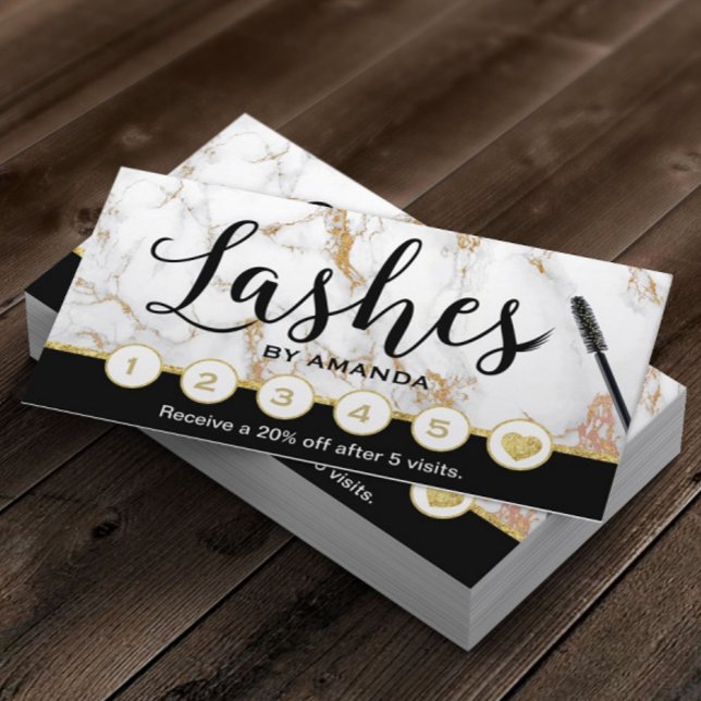 Carte De Fidélité Lashes Artiste maquillage Marbre tendance Loyalty  (Créateur téléchargé)