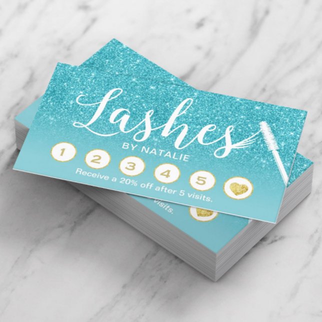 Carte De Fidélité Lashes Artiste maquillage Turquoise Ombre Loyalty  (Créateur téléchargé)