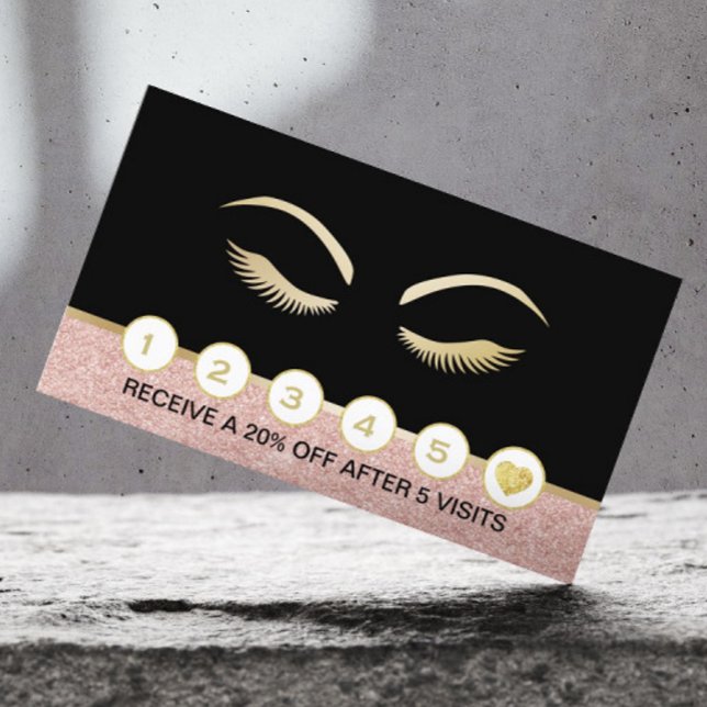 Carte De Fidélité Lashes & Brow Maquillage Artiste Rose Gold Loyalty (Créateur téléchargé)