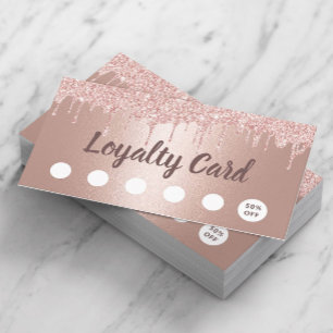 Carte De Fidélité Lashes de maquillage Salon de cheveux Rose Gold Dr