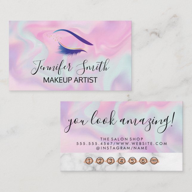 Carte De Fidélité Lashes oculaires | Beauté | Arrière - plan liquide (Devant / Derrière)