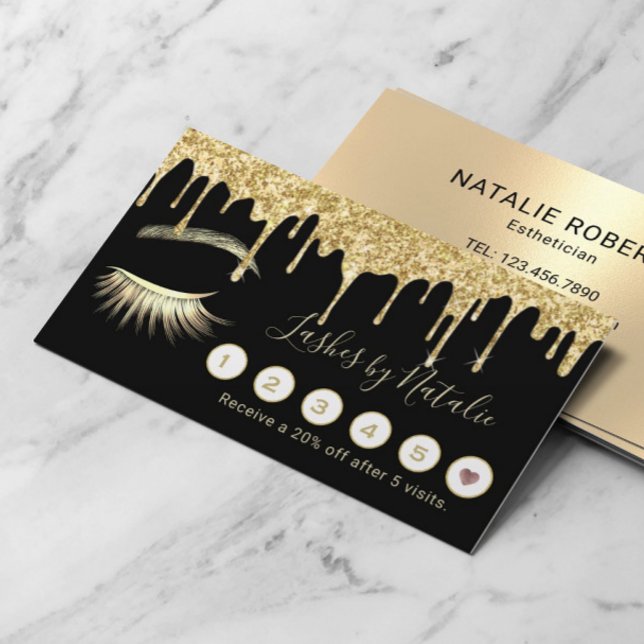 Carte De Fidélité Lashes Salon maquillage Artiste Gold Drialty Loyal (Créateur téléchargé)
