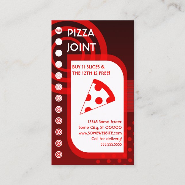 Carte De Fidélité lever du soleil de la loyauté à la pizza (Devant)