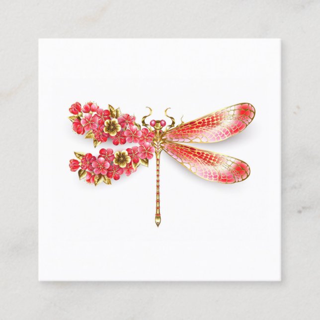 Carte De Fidélité libellule de fleurs avec sakura de bijoux (Devant)