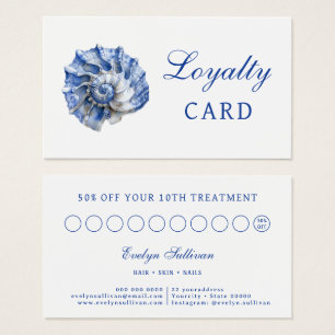 Carte de fidélité logo coquillage bleu