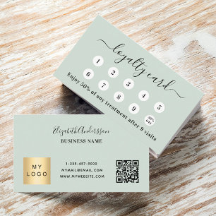 Carte De Fidélité Logo de l'entreprise Sage green qr code