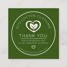 Carte De Fidélité Logo de style éco coeur Feuille Merci vert promo
