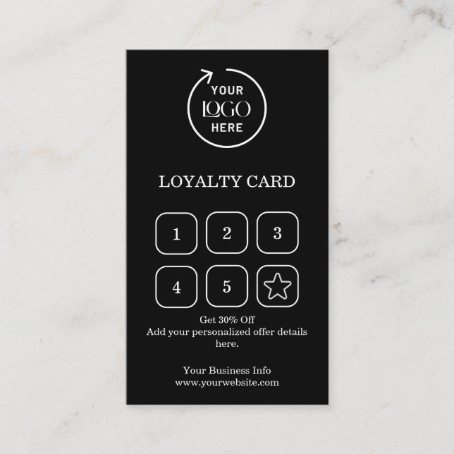 Carte De Fidélité Logo d'entreprise | Black Professional Company Pun (Devant)