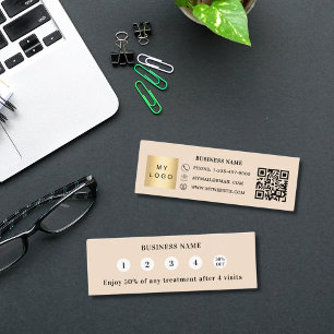 Carte De Fidélité Logo d'entreprise de code Qr beige