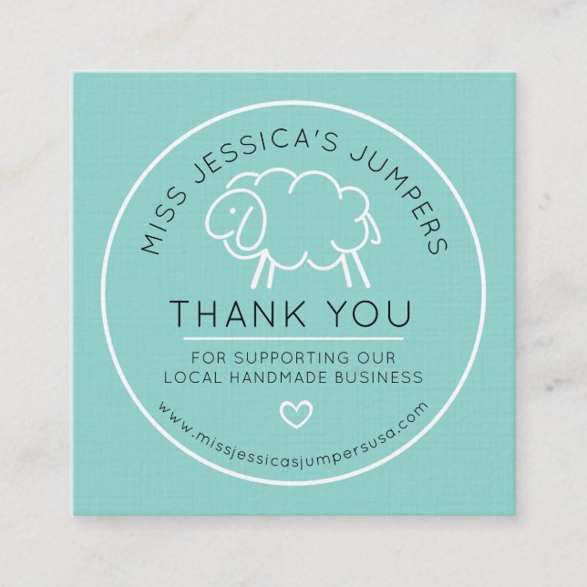 Carte De Fidélité Logo du mouton de Knit lambswool aqua Merci (Devant)