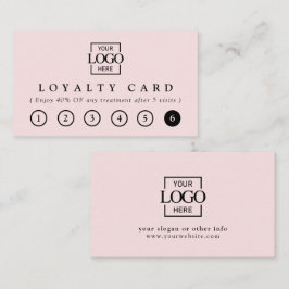 Carte De Fidélité Logo Élégant Moderne Rose Pâle Récompense Entrepri