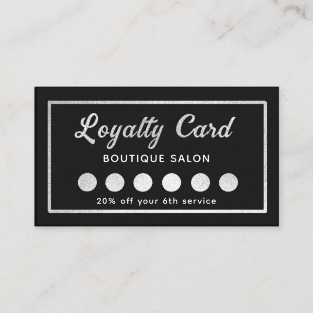 Carte De Fidélité Logo personnalisé noir et blanc client (Devant)