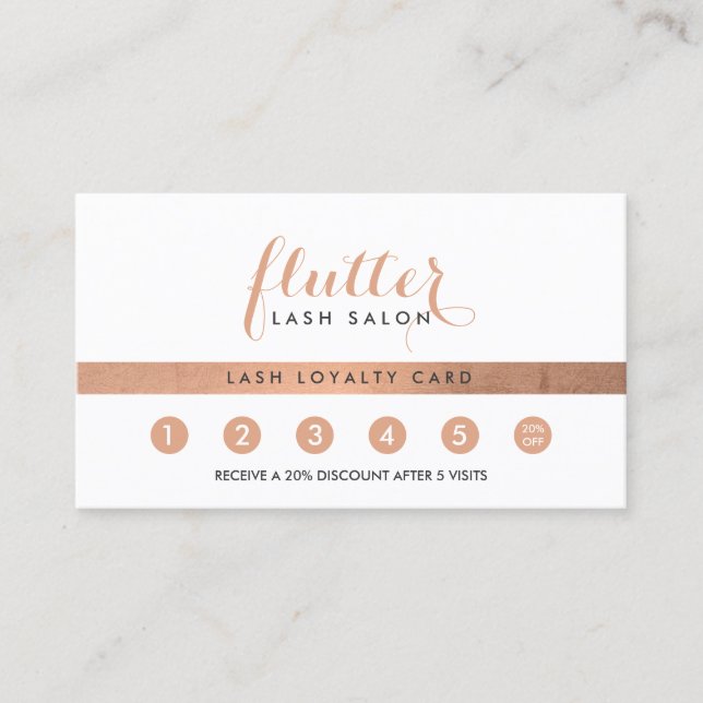 Carte de fidélité Logo simple Rose Gold Lash Salon (Devant)
