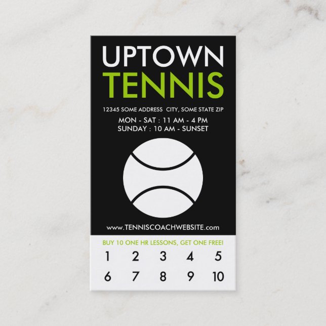 Carte De Fidélité loyauté au tennis en ville (Devant)
