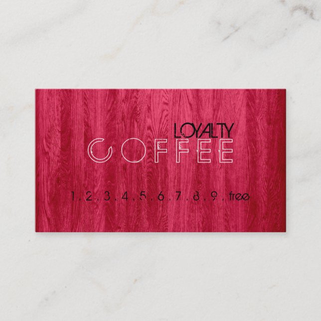 Carte De Fidélité Loyauté Punch café moderne Red Wood Grain (Devant)