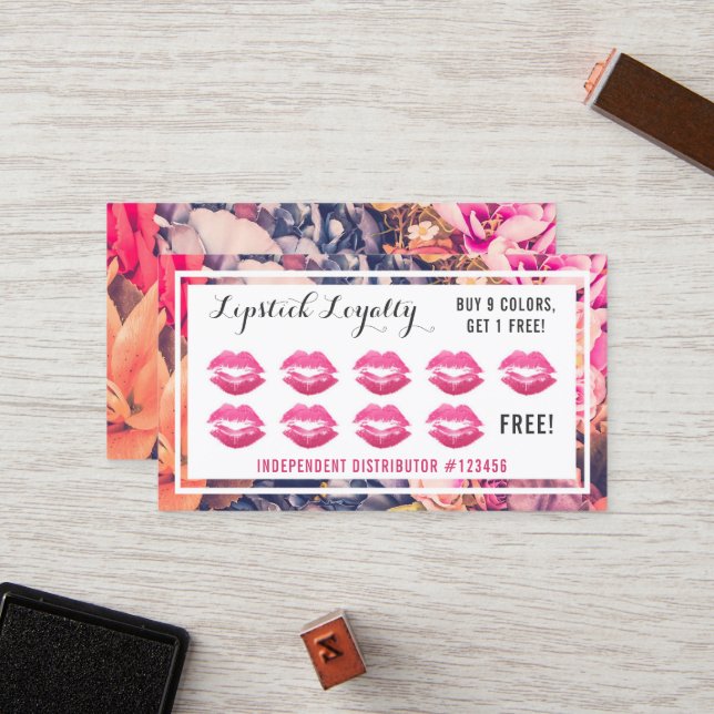 Carte De Fidélité Loyauté Punch Loyauté Distributeur Kiss Plain Back (Devant/Arrière en situation)