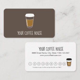 Carte De Fidélité Maison de café personnalisée brun