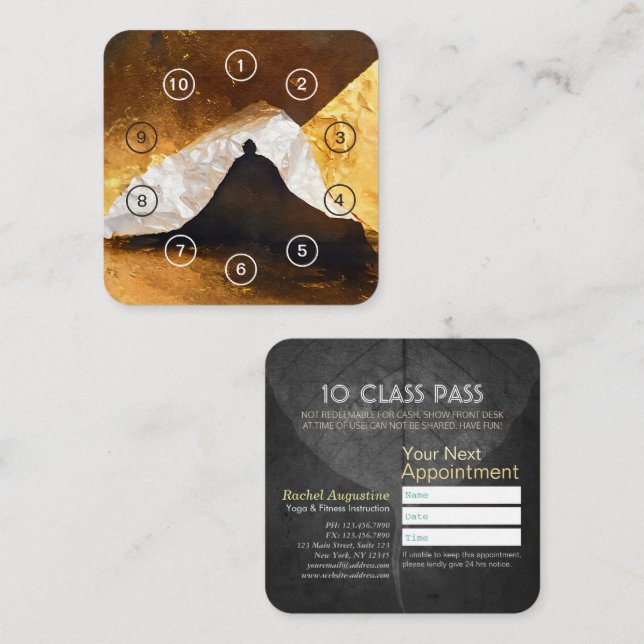 Carte De Fidélité Maître Reiki Maître de méditation Yoga d'or noir (Devant / Derrière)