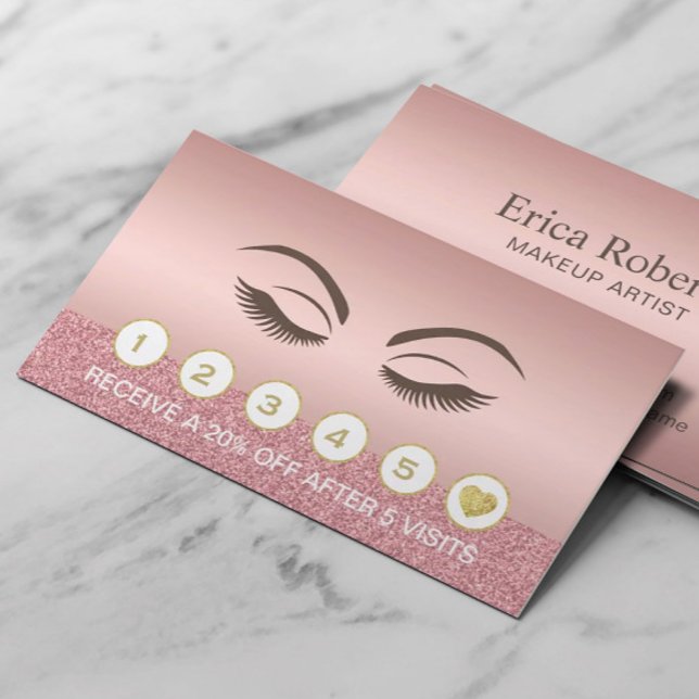 Carte De Fidélité Maquillage Artiste Beauté Fille Rose Gold Salon Fi (Créateur téléchargé)