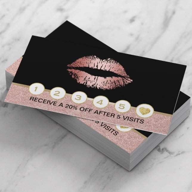 Carte De Fidélité Maquillage Artiste Rose Gold Parties scintillant L (Créateur téléchargé)