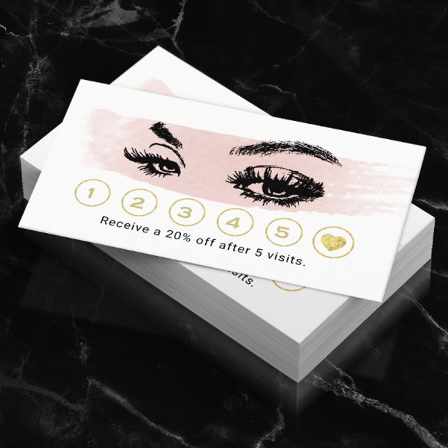 Carte De Fidélité Maquillage Eyelash Artiste Blush Aquarelle Fidélit (Créateur téléchargé)