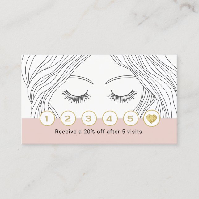 Carte De Fidélité Maquillage Eyelash Artiste Dessin à la main Fille  (Devant)