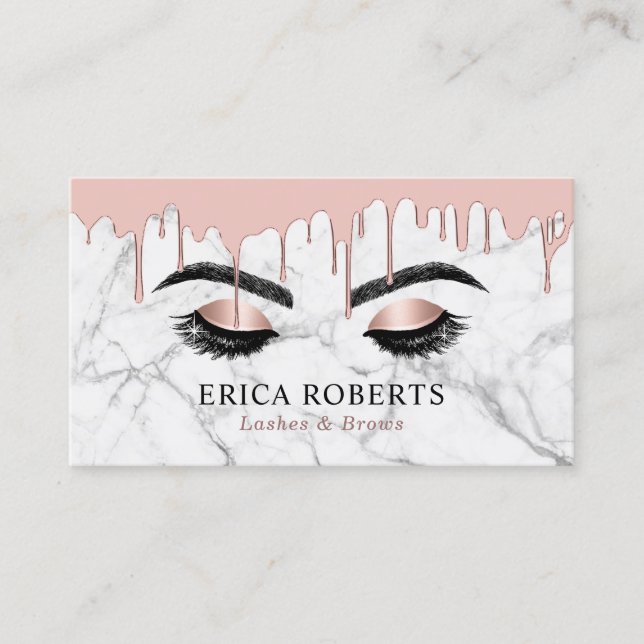 Carte De Fidélité Maquillage Eyelash Artiste Rose Marbre Or Loyauté (Devant)