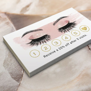 Carte De Fidélité Maquillage Rose en or Eyelash Loyauté rose pâle